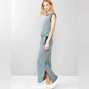 GAP Blue Black Striped Drawstring Maxi Dress